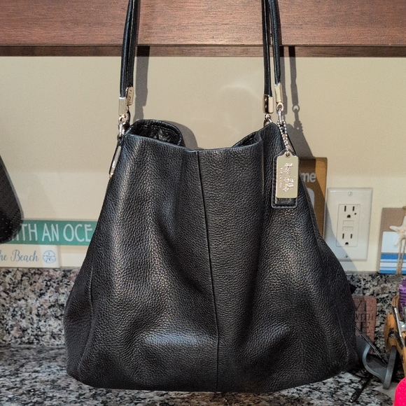Coach 26224 Phobe Black Pebble Leather Tote Bag - Picture 1 of 15